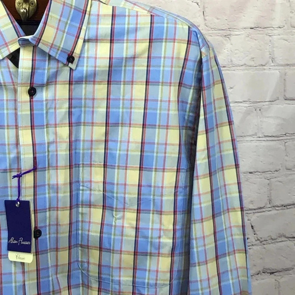alan flusser plaid shirts for men size small - Picture 2 of 6